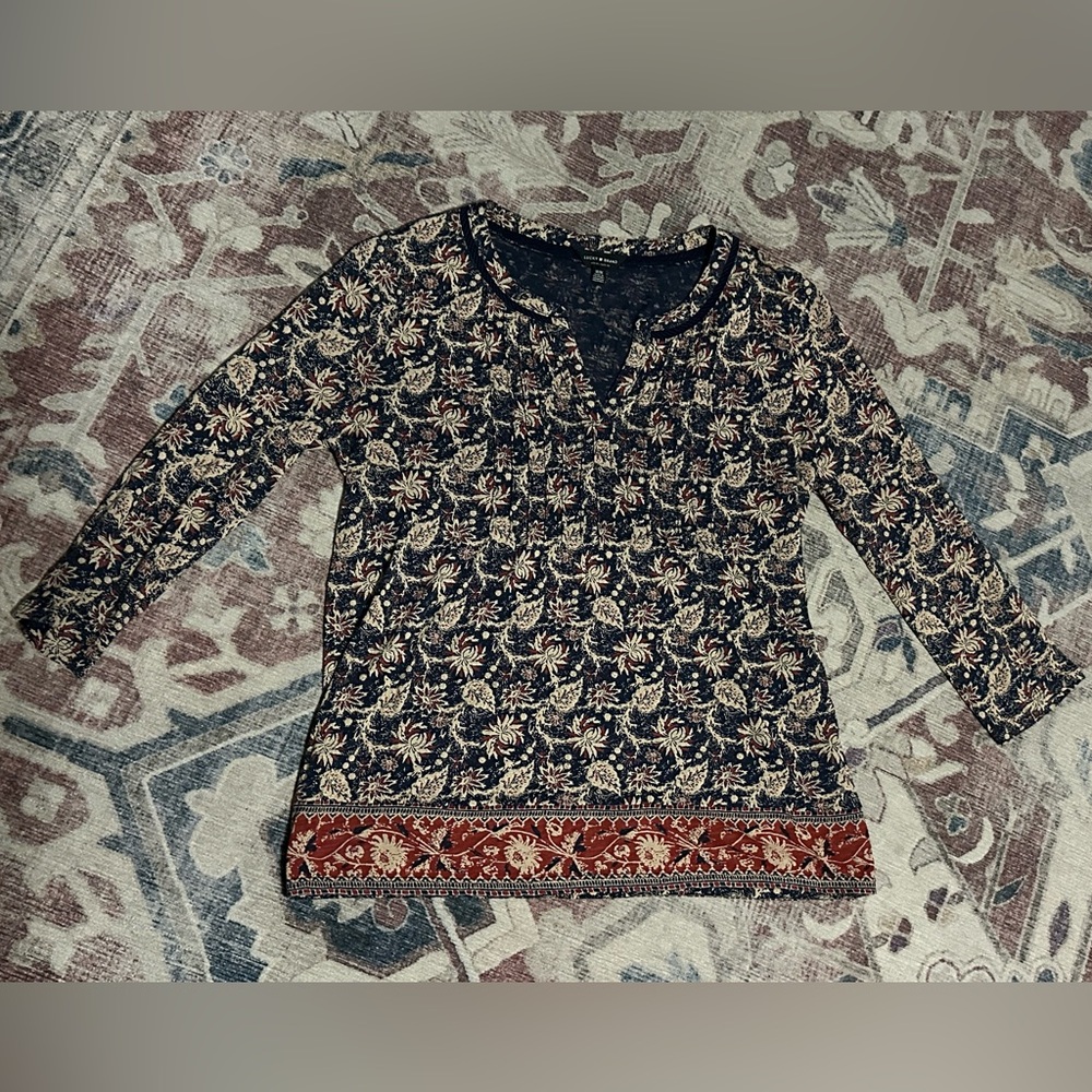 Lucky Brand Navy and Red Floral Top